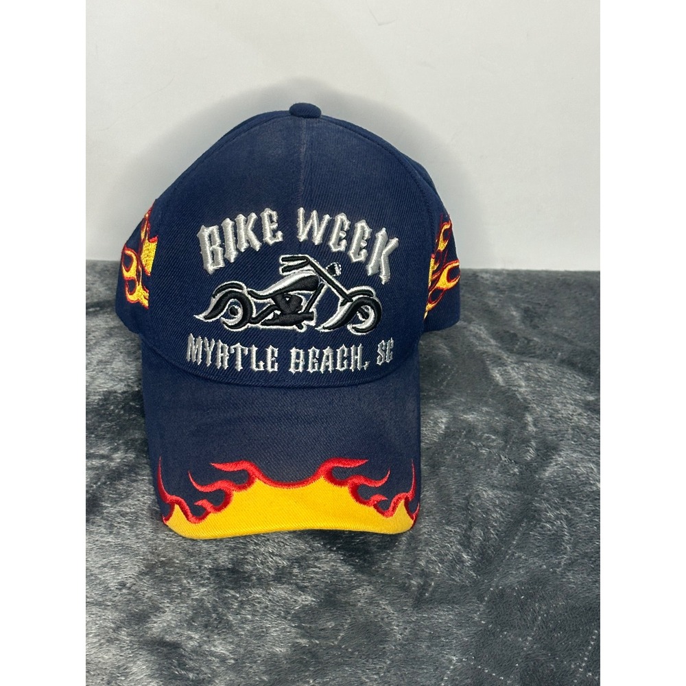 Bike Week Myrtle Beach black hat with orange flames